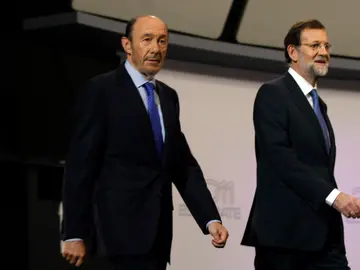 Rajoy y Rubalcaba antes del debate Rajoy y Rubalcaba antes del debate
