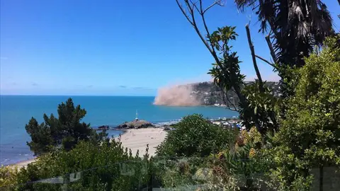 Polvareda tras el terremoto en Nueva Zelanda Polvareda tras el terremoto en Nueva Zelanda