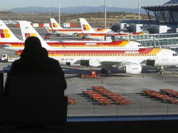 Aviones de Iberia en el aeropuerto de Barajas