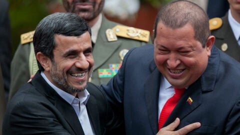 Ahmadineyad y Hugo Ch&aacute;vez, en Caracas