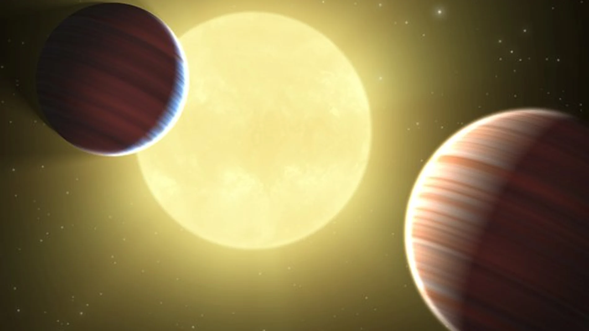 Dos planetas que orbitan alrededor de dos soles Dos planetas que orbitan alrededor de dos soles