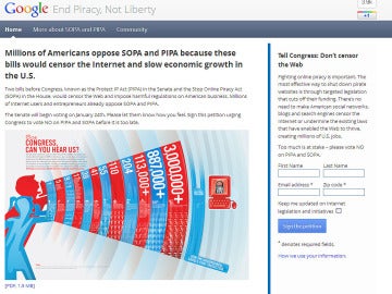 Google contra la Ley SOPA Google contra la Ley SOPA