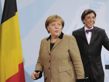 Angela Merkel y el primer ministro belga, Elio Di Rupo
