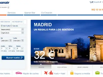 Página web de Spanair Página web de Spanair