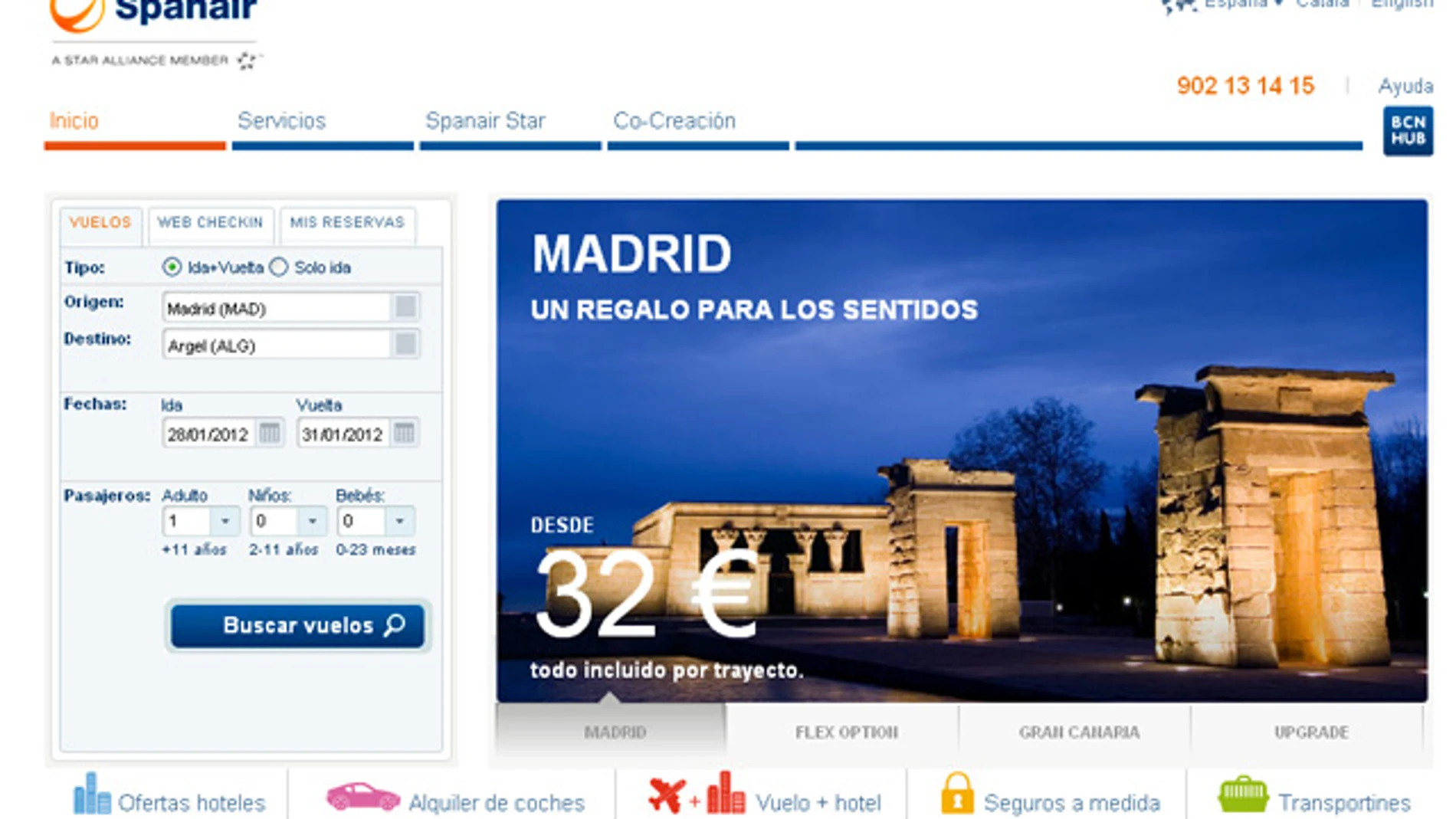 Página web de Spanair Página web de Spanair
