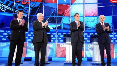 Santorum, Gingrich, Romney y Paul en un debate
