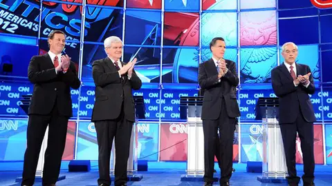 Santorum, Gingrich, Romney y Paul en un debate Santorum, Gingrich, Romney y Paul en un debate