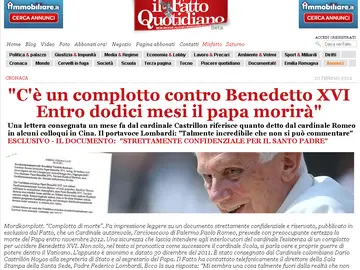 Captura de pantalla de la página web de 'Il Fatto Quotidiano' Captura de pantalla de la página web de 'Il Fatto Quotidiano'