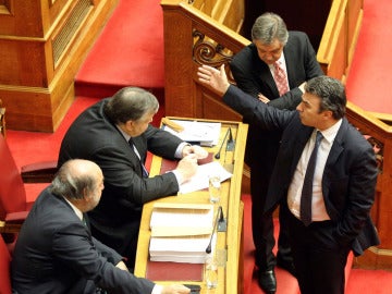 El ministro griego de Finanzas, Evangelos Venizelos, en el Parlamento