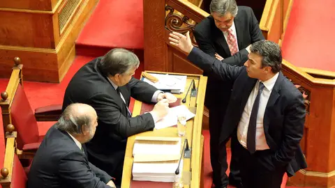 El ministro griego de Finanzas, Evangelos Venizelos, en el Parlamento El ministro griego de Finanzas, Evangelos Venizelos, en el Parlamento