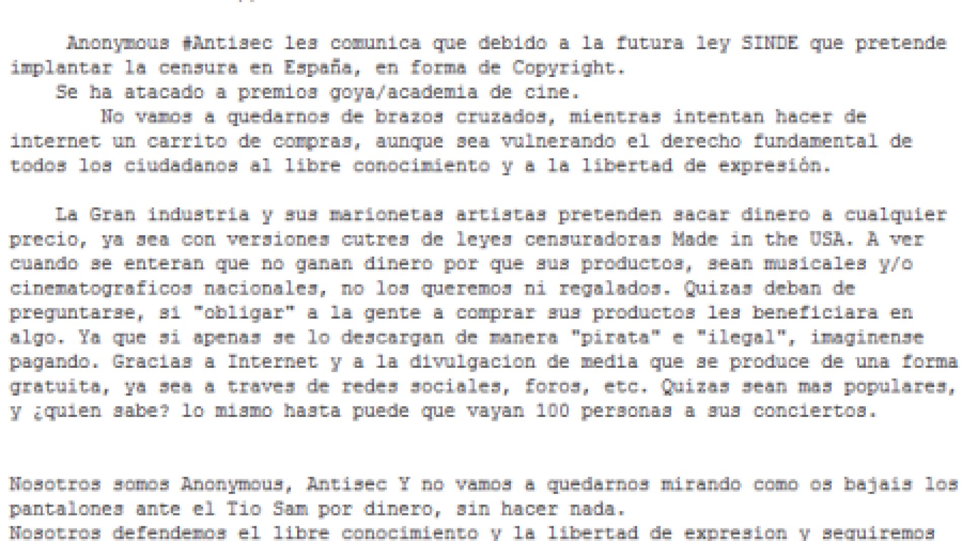 Anonymous carga contra la Academia
