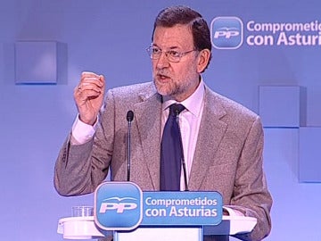 Mariano Rajoy en el acto de Oviedo