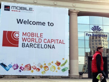 Cartel promocional del Mobile World Congress en Barcelona