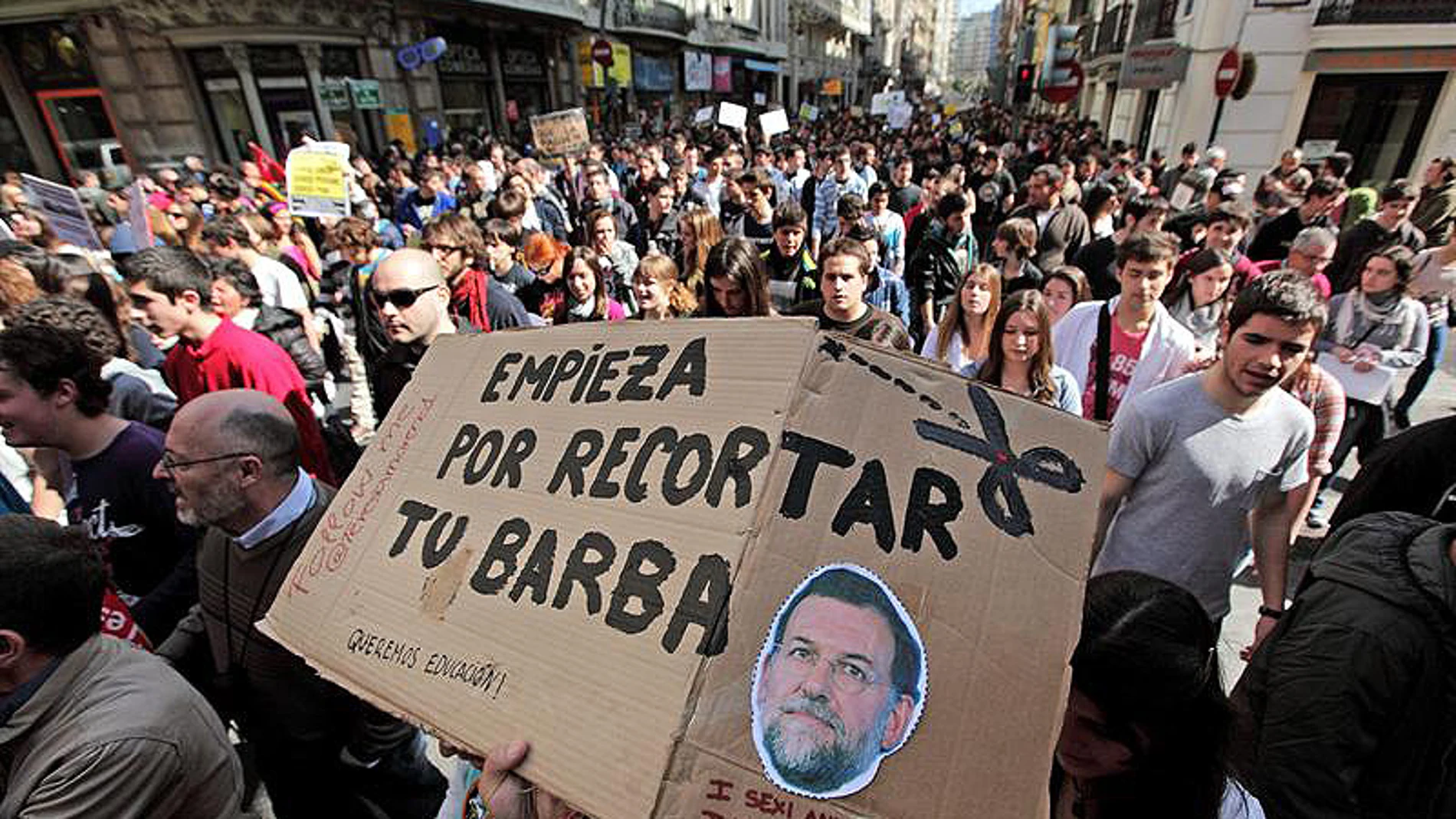 La protesta estudiantil en Valencia La protesta estudiantil en Valencia
