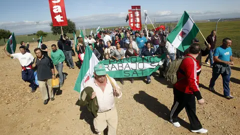 Manifestación de jornaleros en Palma del Río Manifestación de jornaleros en Palma del Río