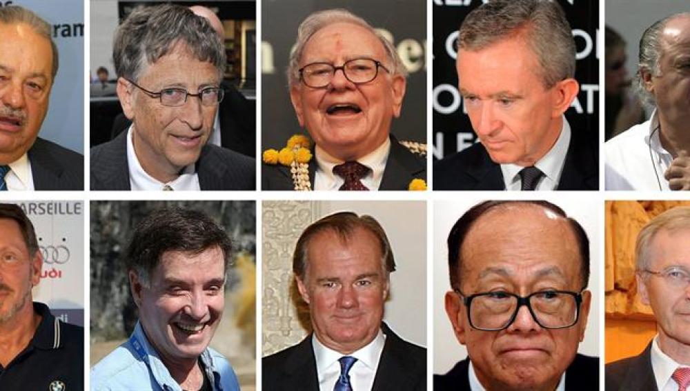 Imagen que muestra a los 10 hombres más ricos del mundo.