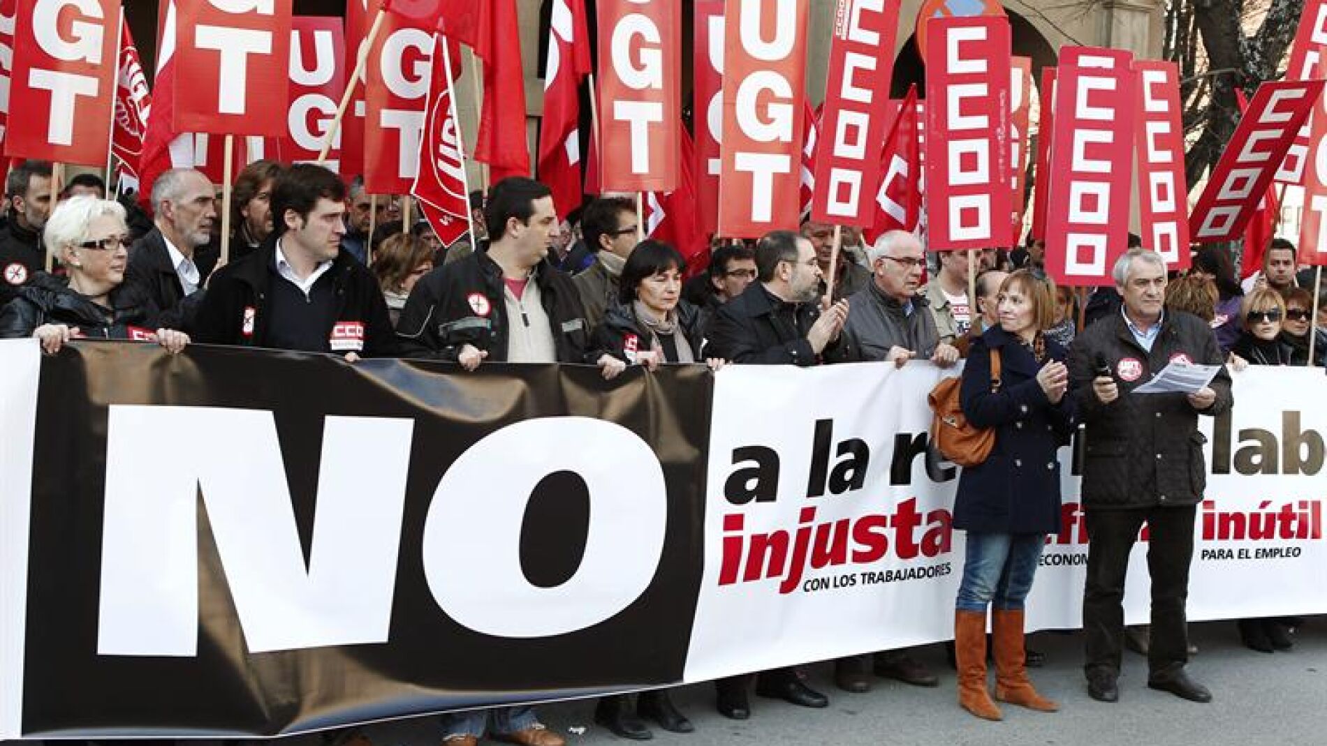 Imagen de archivo de los sindicatos en uno de los paros