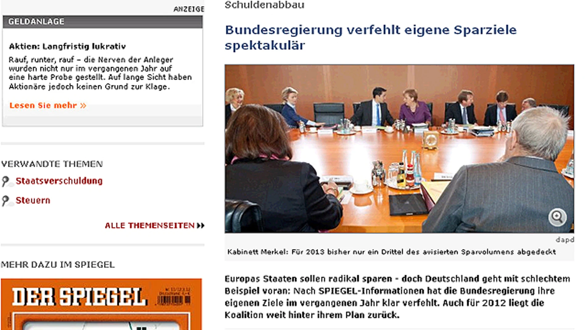 Publicación en el diario 'Der Spiegel' Publicación en el diario 'Der Spiegel'