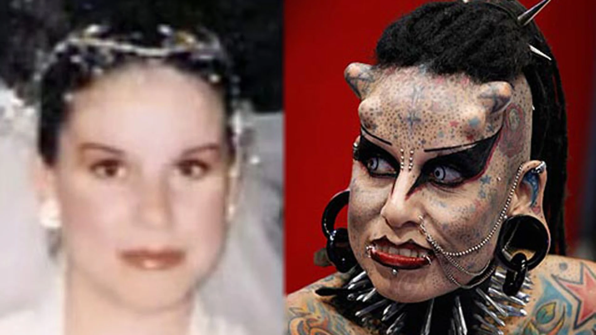 La 'mujer vampiro', antes y después
