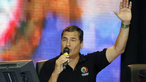 Rafael Correa durante una comparecencia Rafael Correa durante una comparecencia