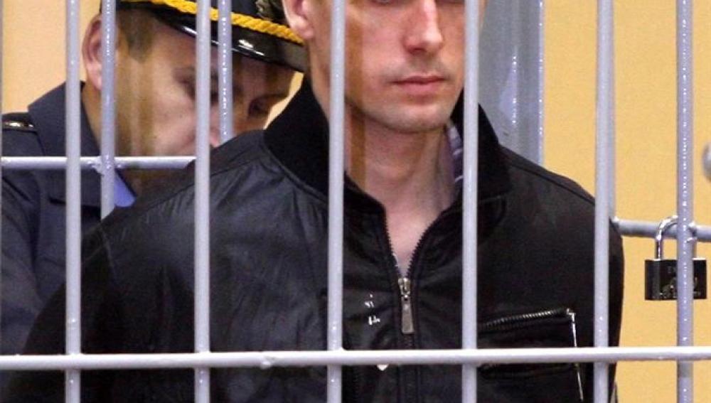 Fotografía de archivo de Vladislav Kovalyov, acusado de terrorismo,en el tribunal en Minsk.