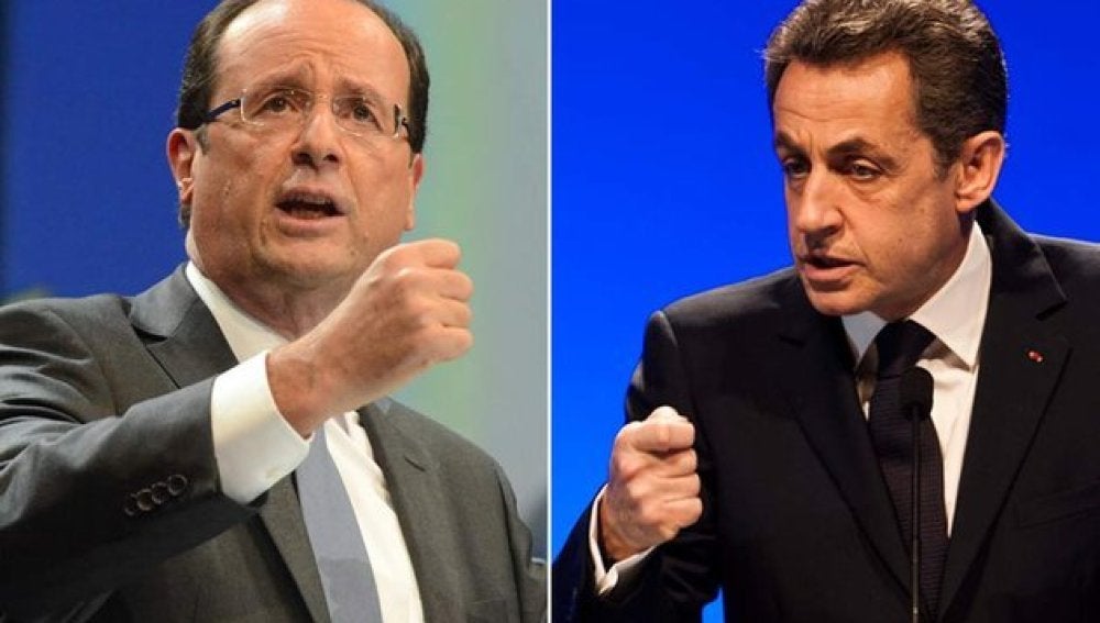 Los dos candidatos, Hollande y Sarkozy