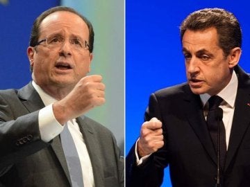 Los dos candidatos, Hollande y Sarkozy