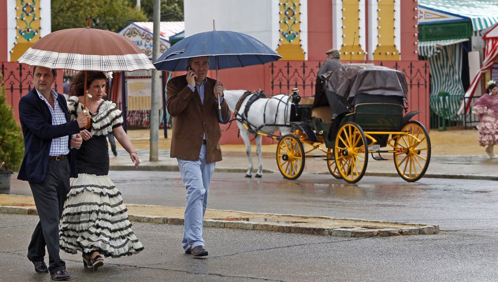 Lluvia en la Feria de Abril de Sevilla