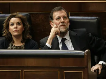 Soraya Sáenz de Santamaría junto a Mariano Rajoy Soraya Sáenz de Santamaría junto a Mariano Rajoy
