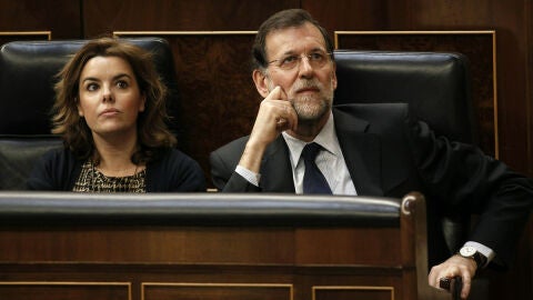 Soraya S&aacute;enz de Santamar&iacute;a junto a Mariano Rajoy