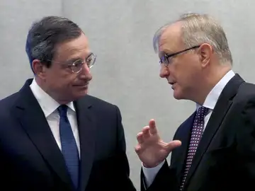 Mario Draghi, presidendete del BCE, junto a Olli Rehn Mario Draghi, presidendete del BCE, junto a Olli Rehn