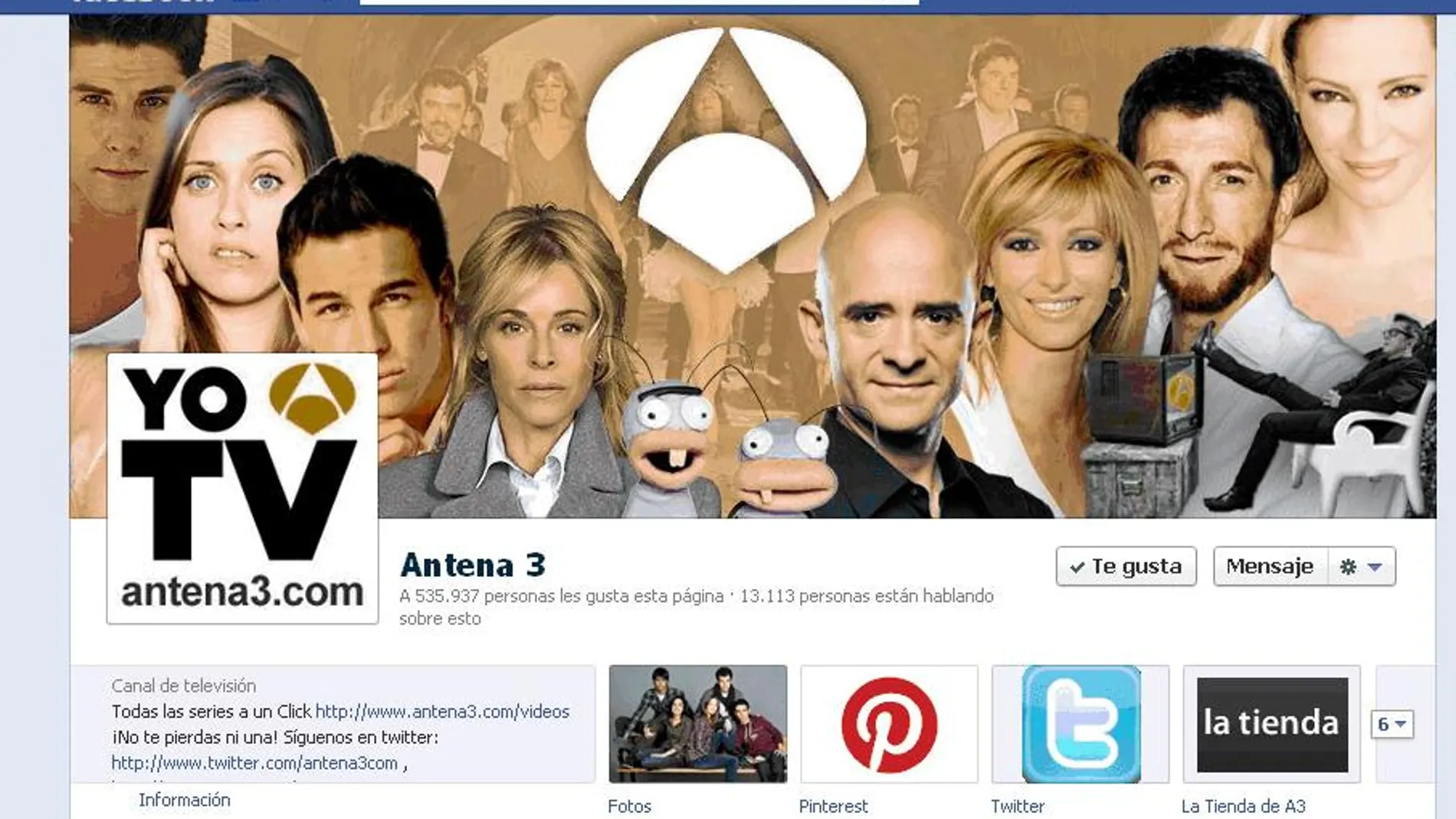 Antena 3, el medio con más seguidores en Facebook. Antena 3, el medio con más seguidores en Facebook.