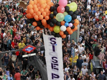 Integrantes del Movimiento 15M en la puerta del Sol