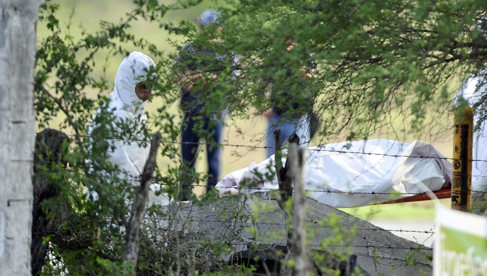 Peritos forenses hacen el levantamiento de un cuerpo