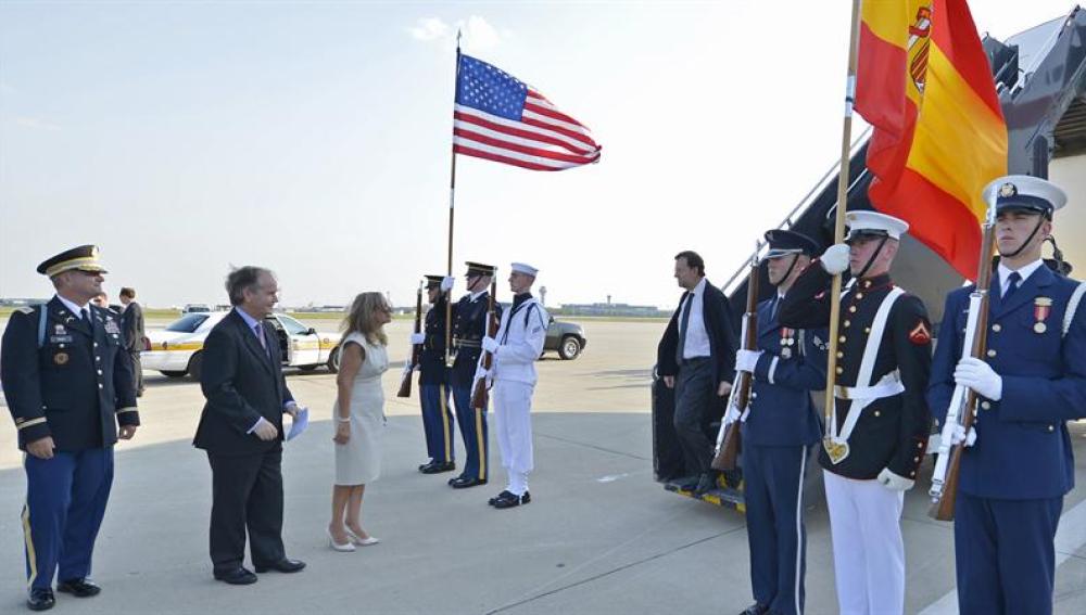 Mariano Rajoy a su llegada al aeropuerto Ohare, en Chicago