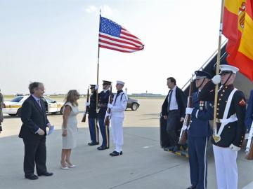 Mariano Rajoy a su llegada al aeropuerto Ohare, en Chicago