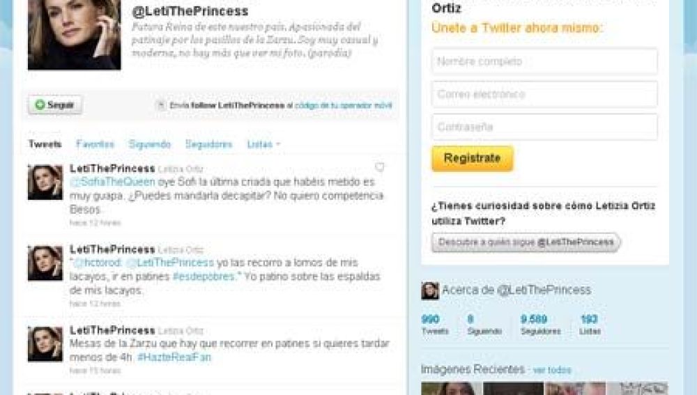 Twitter falso de la princesa Letizia