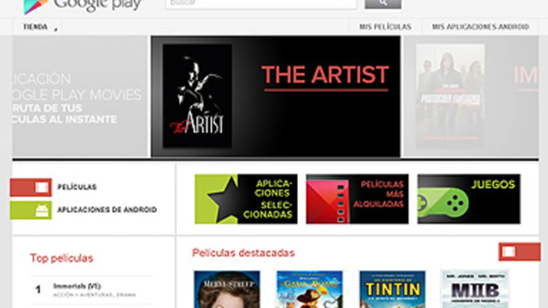 La web de Google Play Movies La web de Google Play Movies