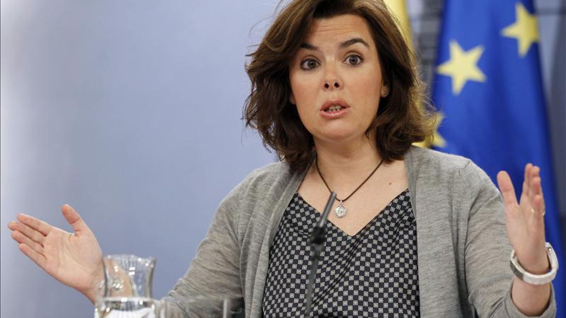 Soraya S&aacute;enz de Santamar&iacute;a en rueda de prensa