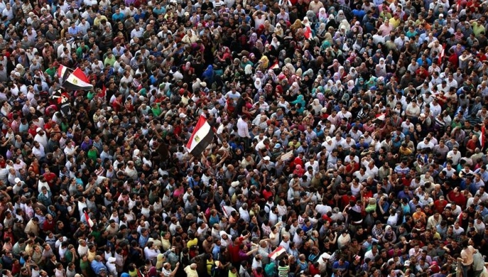 Manifestantes en la plaza Tahrir
