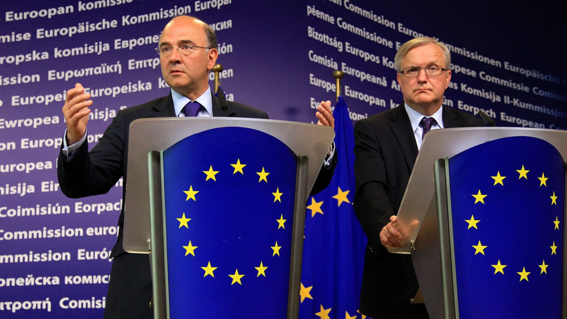 El vicepresidente económico de la CE, Olli Rehn y el ministro francés de Finanzas, Pierre Moscovici El vicepresidente económico de la CE, Olli Rehn y el ministro francés de Finanzas, Pierre Moscovici