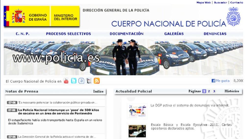 Denuncias en la web de la Policía.