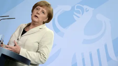 Angela Merkel durante una comparecencia Angela Merkel durante una comparecencia