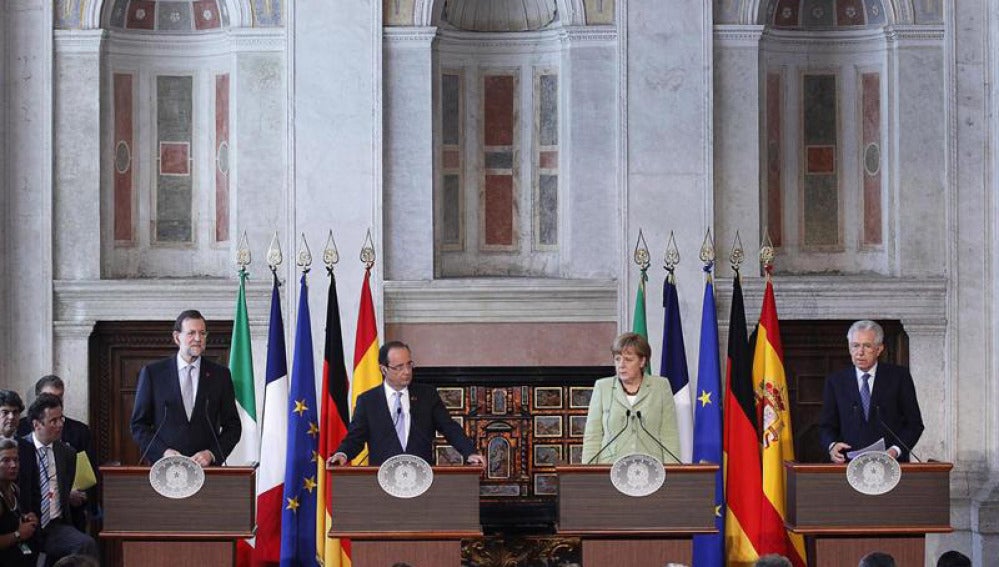 Rajoy, Hollande, Merkel y Monti