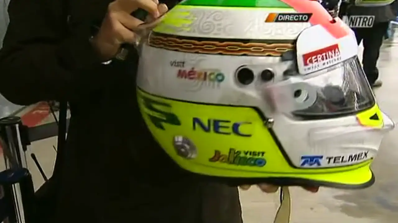 El casco de Pérez, con la estrella de María de Villota