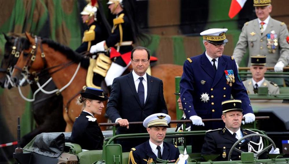 Hollande durante el desfile militar