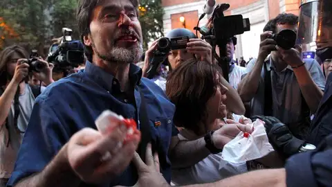 Un manifestante herido en Madrid Un manifestante herido en Madrid