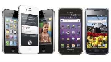 iPhones de Appel junto a los Samsung's Galaxy