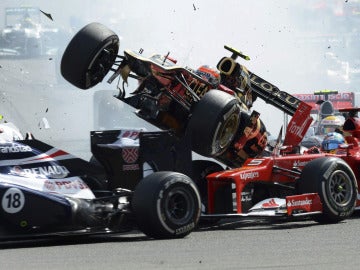 Accidente en la salida del GP de Bélgica
