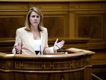 Cospedal durante su intervención en las cortes regionales Cospedal durante su intervención en las cortes regionales